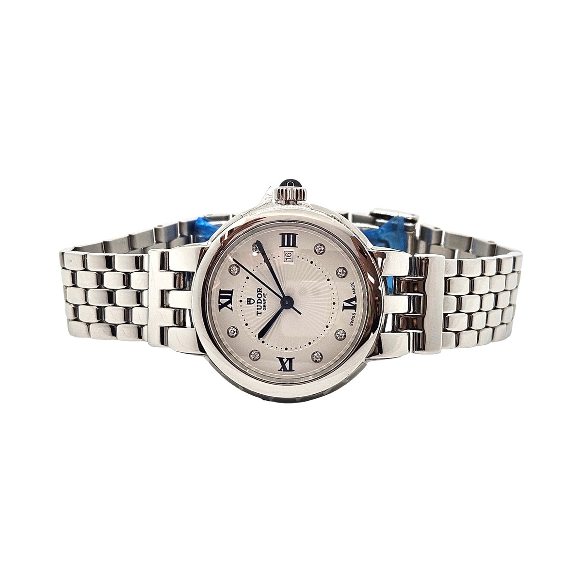 Tudor Claire De Rose 30mm Automatic 8 Diamonds Silver Opaline Dial Steel Case and Bracelet M35500-0004