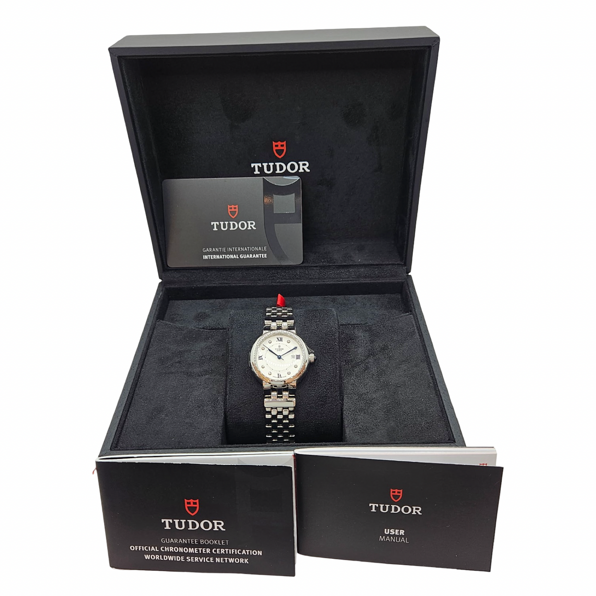 Tudor Claire De Rose 30mm Automatic 8 Diamonds Silver Opaline Dial Steel Case and Bracelet M35500-0004