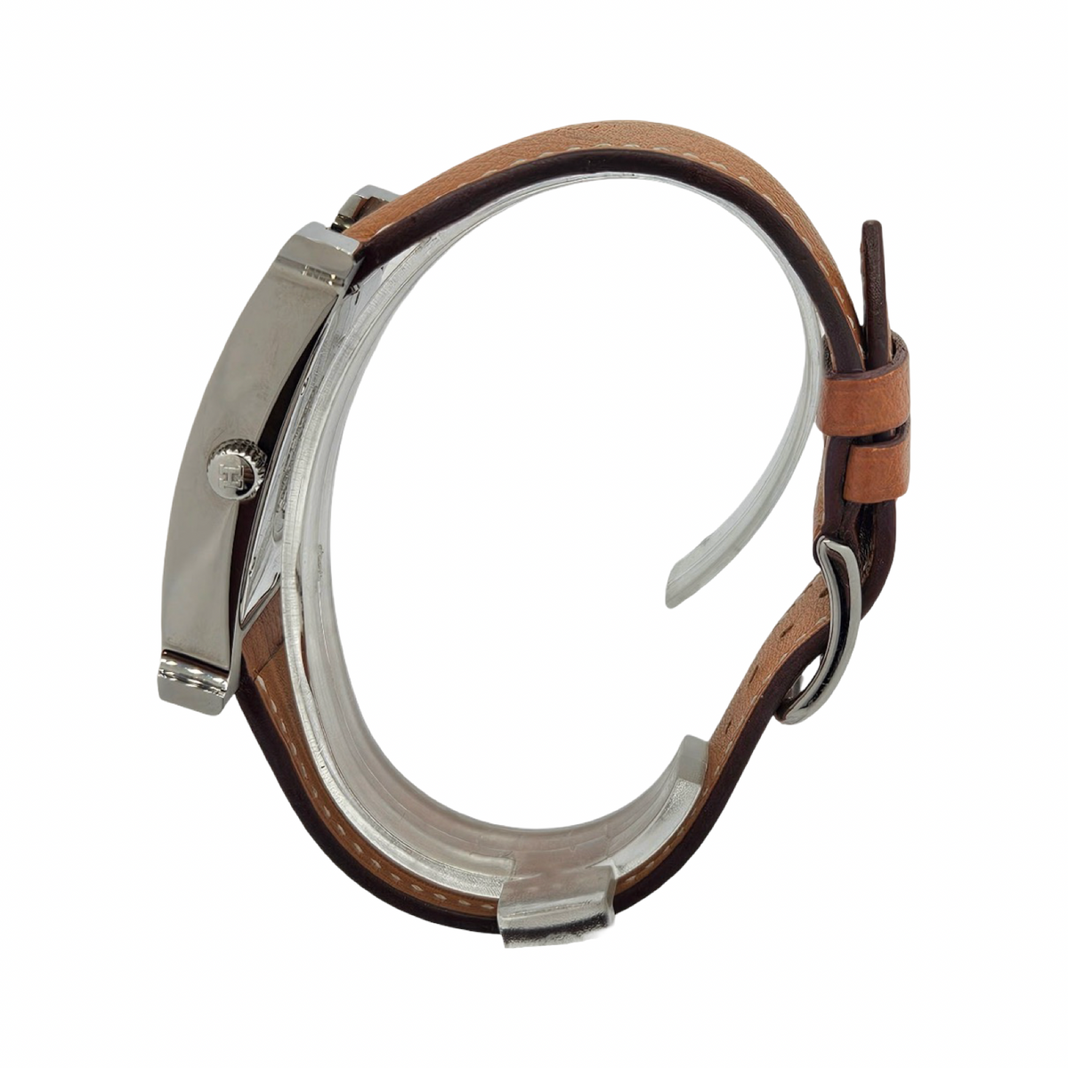 Hermes Heure H TGM Quartz Silver Opaline Arabic Dial Stainless Steel Epsom Leather Strap HH1.810