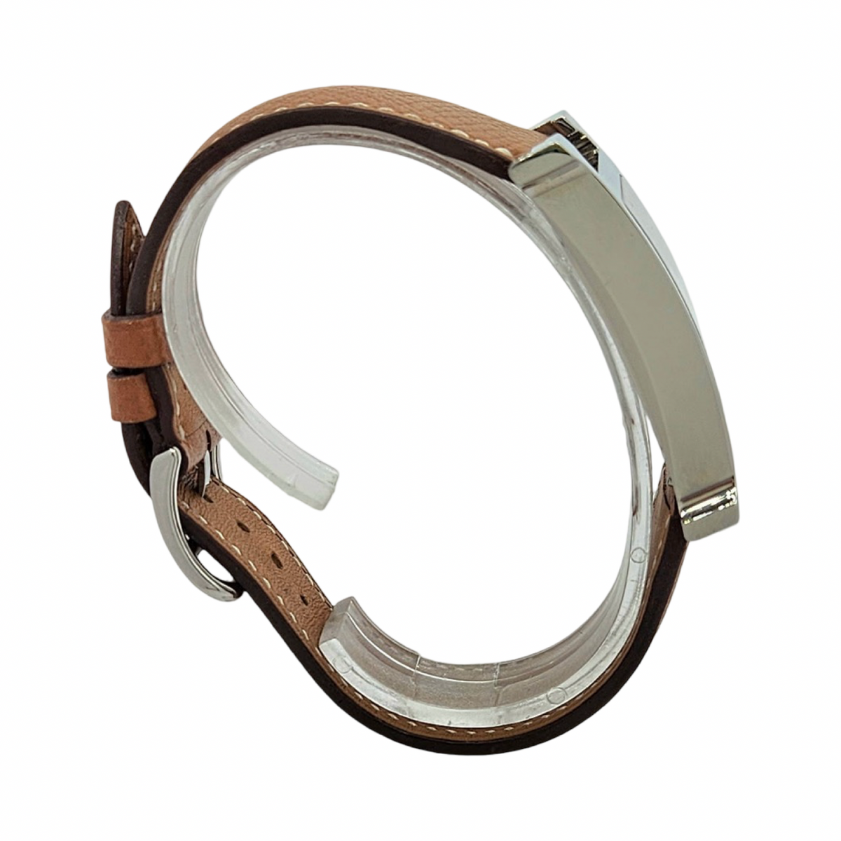 Hermes Heure H TGM Quartz Silver Opaline Arabic Dial Stainless Steel Epsom Leather Strap HH1.810