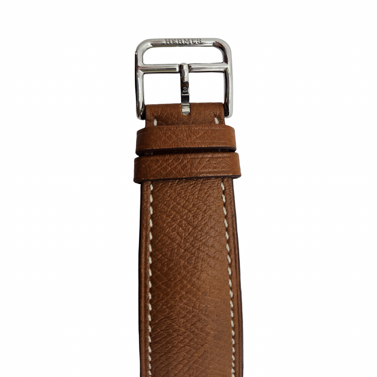 Hermes Heure H TGM Quartz Silver Opaline Arabic Dial Stainless Steel Epsom Leather Strap HH1.810