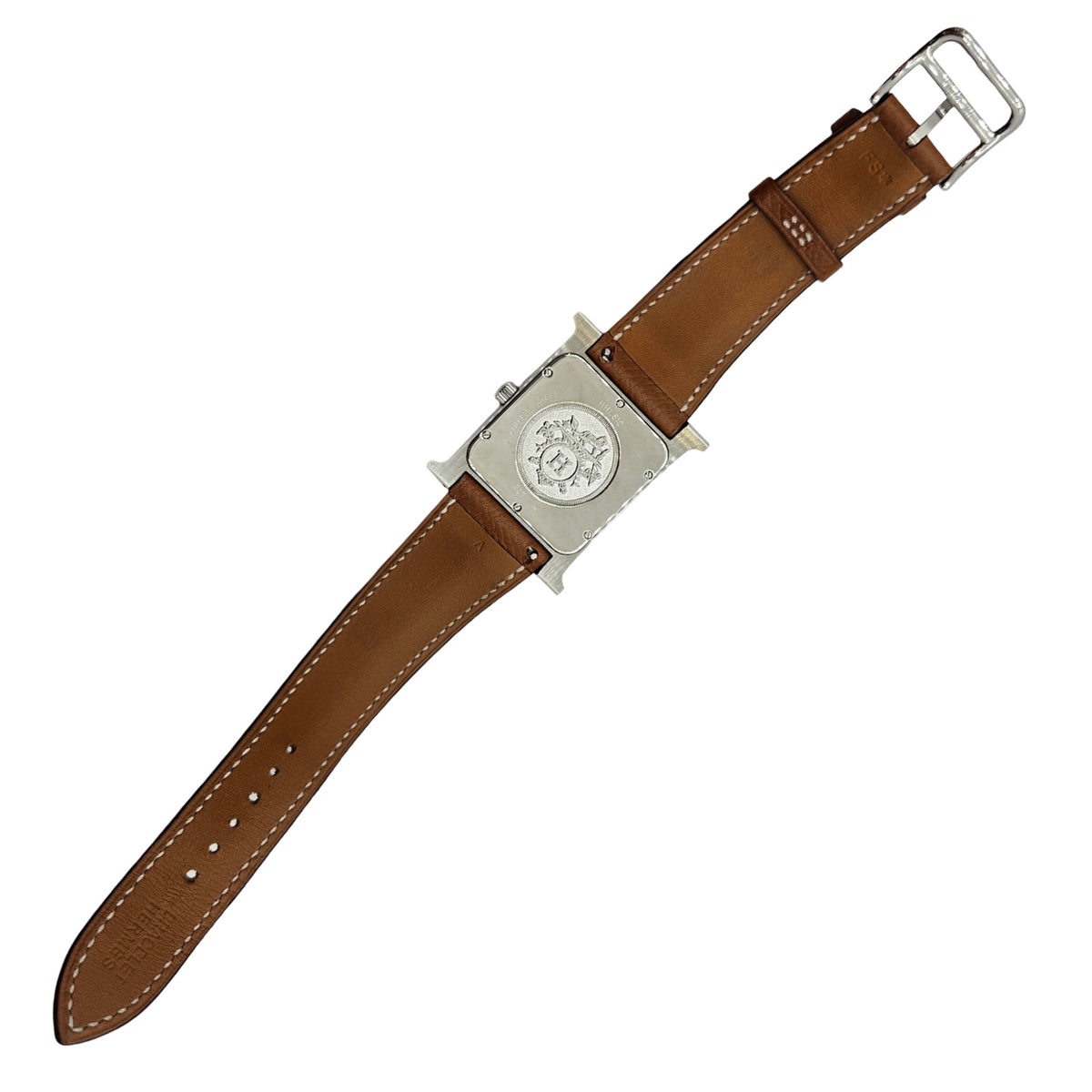 Hermes Heure H TGM Quartz Silver Opaline Arabic Dial Stainless Steel Epsom Leather Strap HH1.810