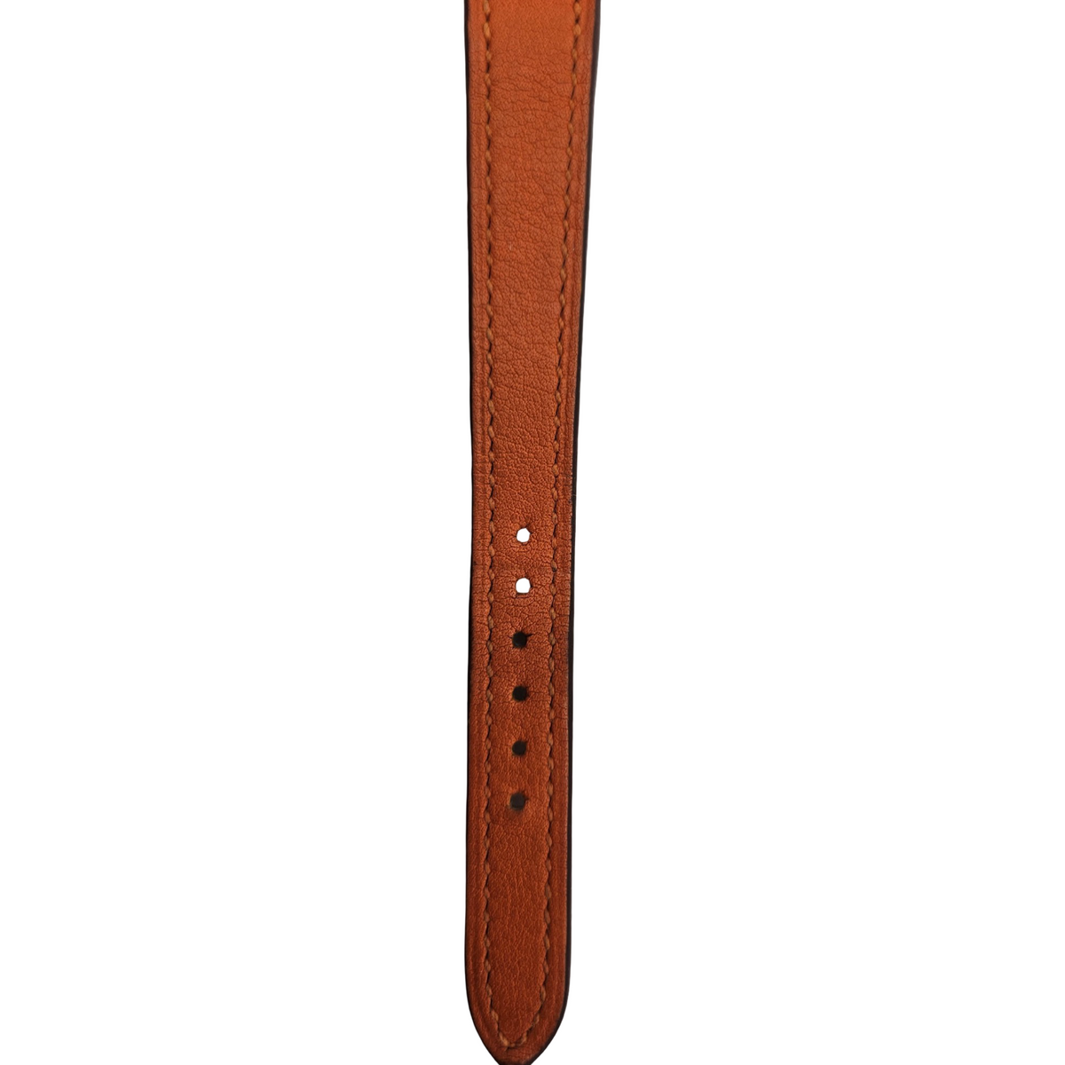Hermes Heure H Mini TPM Quartz Silver Opaline Arabic Dial Orange Calfskin Leather Strap HH1.110