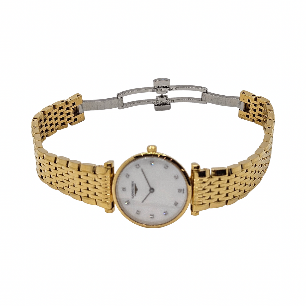 Longines La Grande Classique De Longines  24mm Quartz White Mother-of-Pearl Diamond Dial Gold PVD L4.209.2