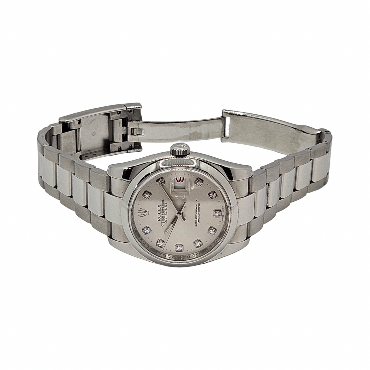 Rolex Datejust 36 Factory Diamond Dial Roulette Date Oystersteel Bracelet Ref. 116200 C.2006