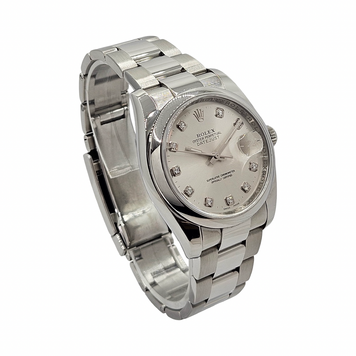 Rolex Datejust 36 Factory Diamond Dial Roulette Date Oystersteel Bracelet Ref. 116200 C.2006