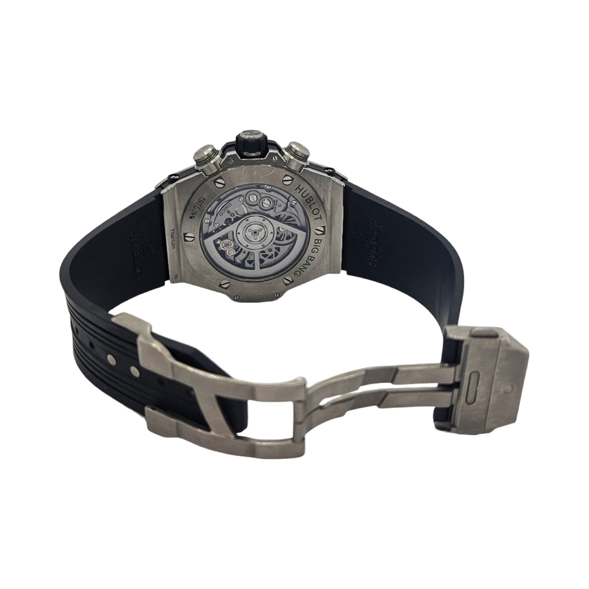 Hublot Big Bang Unico Titanium Ceramic 45mm Automatic Flyback Chronograph Silver Skeleton Dial Rubber Strap 411.NM.1170.RX