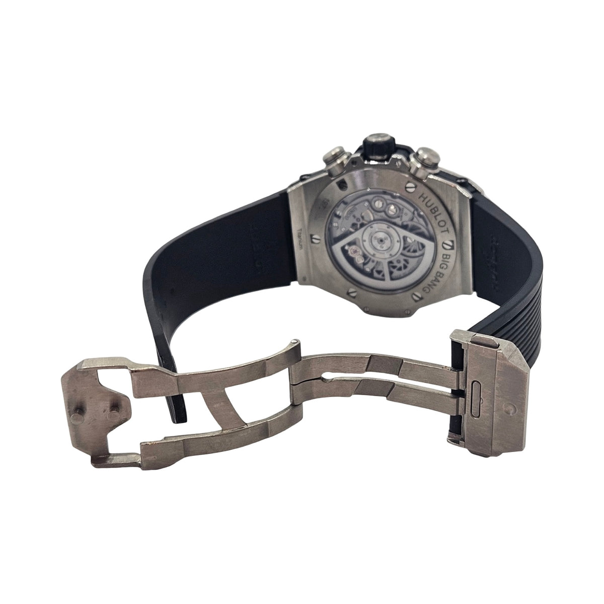 Hublot Big Bang Unico Titanium Ceramic 45mm Automatic Flyback Chronograph Silver Skeleton Dial Rubber Strap 411.NM.1170.RX