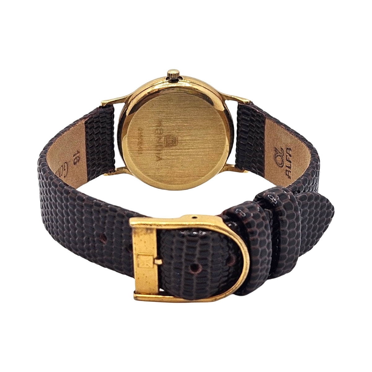 Mondia Classic 18K Yellow Gold 28mm Swiss Quartz Champagne Dial Brown Leather Strap 09.0081.413