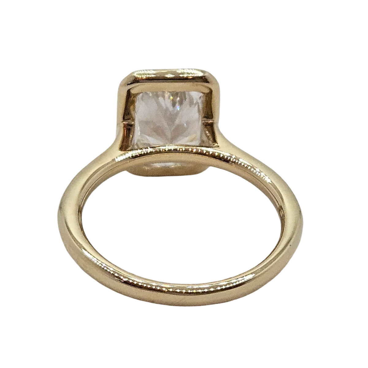 Lab Grown Diamond Ring 14K Yellow Gold Radiant Cut Bezel Set 3.06 Carats E,VVS1