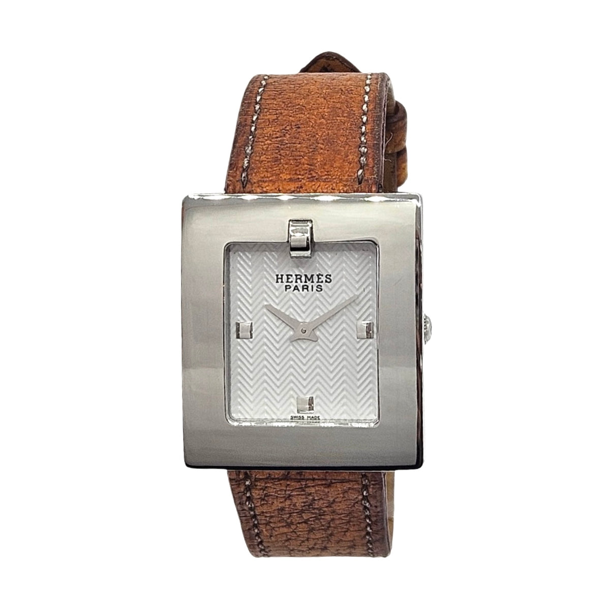 Hermes Belt Watch 26mm (Classic Medium) Swiss Quartz Silver Dial Grained Leather Strap BE1.210 C.2000