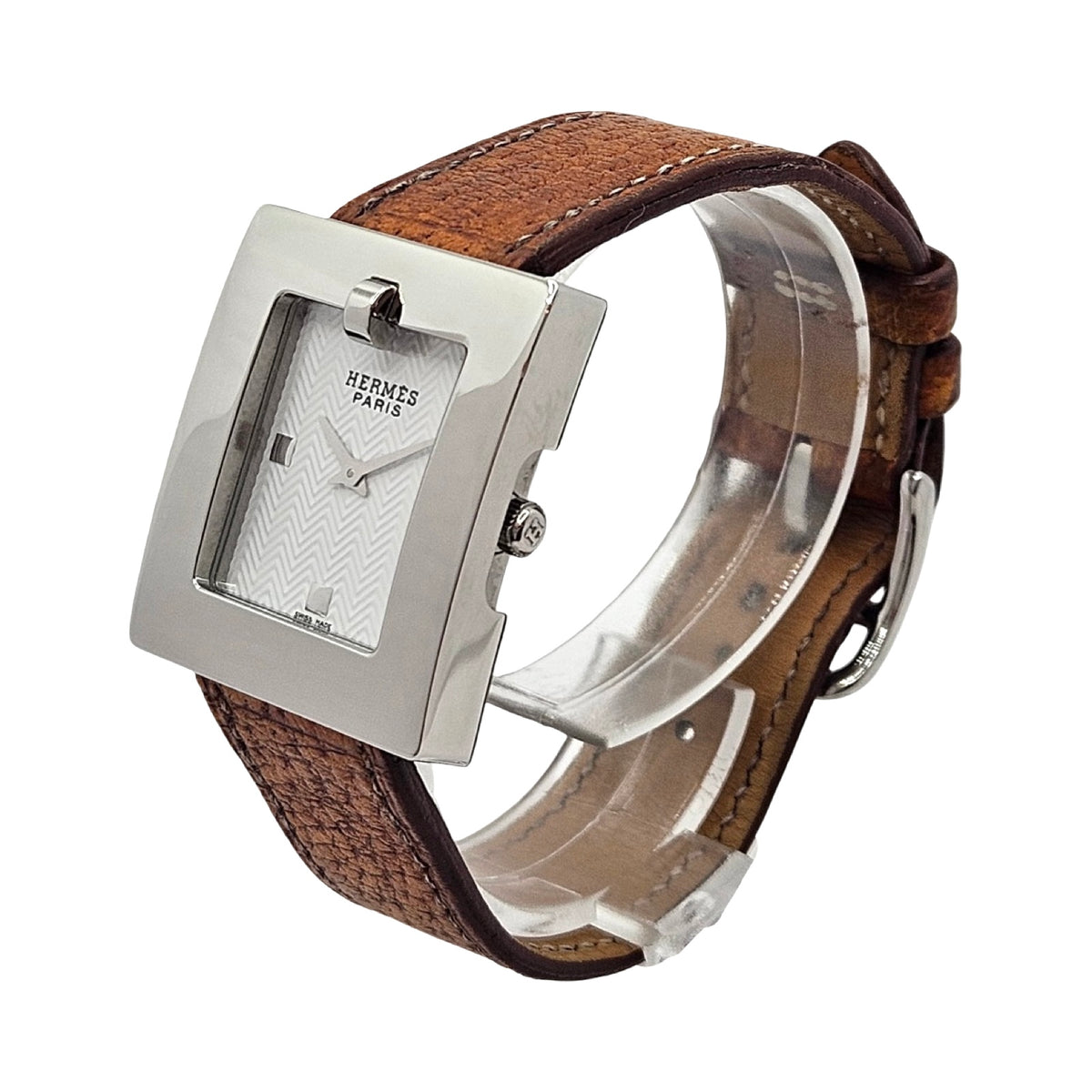 Hermes Belt Watch 26mm (Classic Medium) Swiss Quartz Silver Dial Grained Leather Strap BE1.210 C.2000