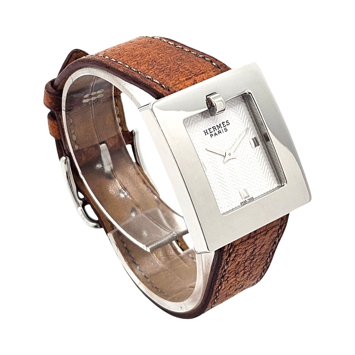 Hermes Belt Watch 26mm (Classic Medium) Swiss Quartz Silver Dial Grained Leather Strap BE1.210 C.2000