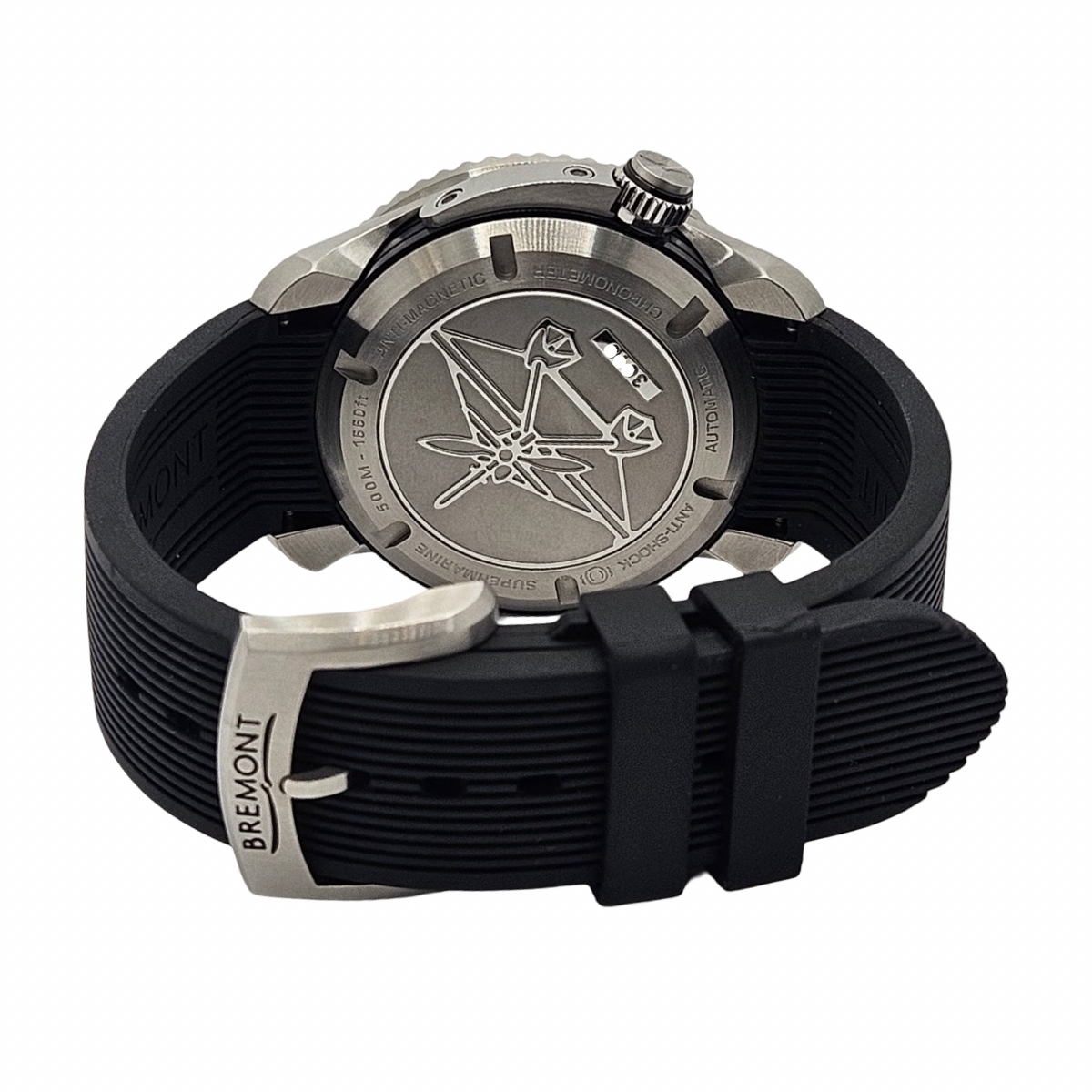 Bremont Supermarine 500 Automatic Chronometer Day Date 43mm Green/ Black Dial  Black Rubber Strap S500-BK-GN