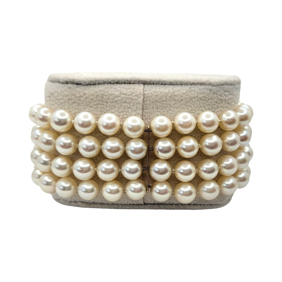 Estate Jewelry 14K Yellow Gold 4-Strand Round Pearl Bracelet with Fancy Gemstone Clasp