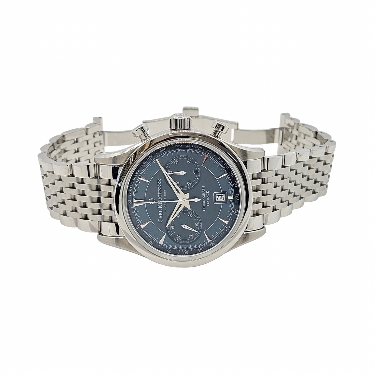 Carl F. Bucherer Manero Flyback Automatic Chronograph 43mm Blue/Green Dial Stainless Steel Bracelet Ref. 00.10919.08.93.21