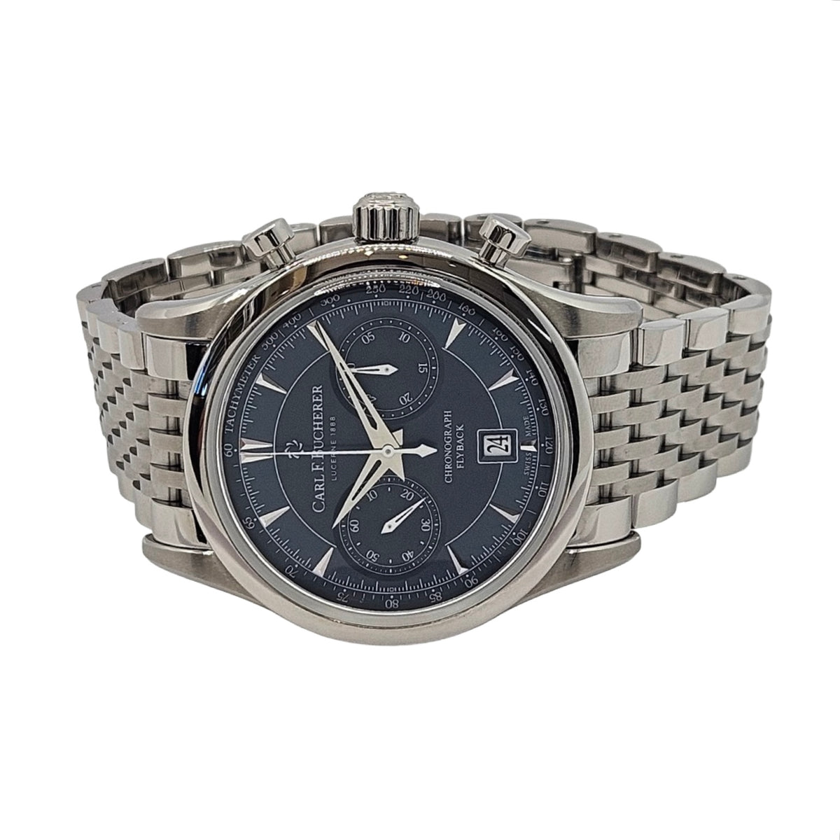 Carl F. Bucherer Manero Flyback Automatic Chronograph 43mm Blue/Green Dial Stainless Steel Bracelet Ref. 00.10919.08.93.21
