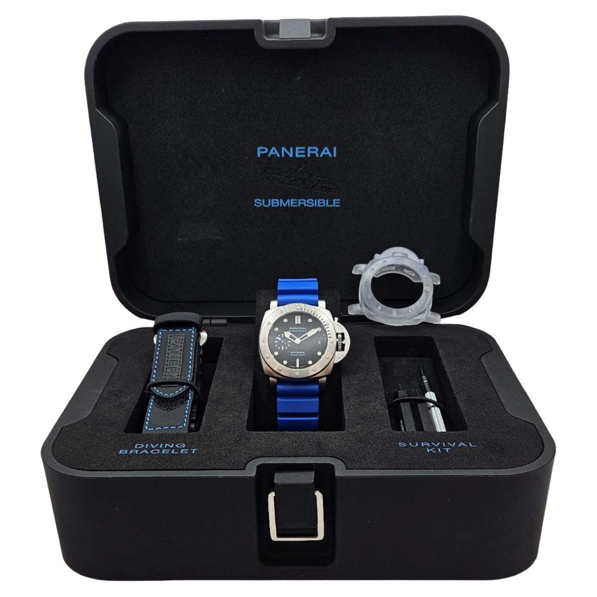 Panerai Submersible 42mm Automatic Black Dial Blue Rubber Strap PAM02973/ OP7291