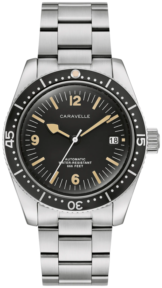 Caravelle Sea Hunter Automatic 39mm Black Dial Stainless Steel Bracelet 43B175