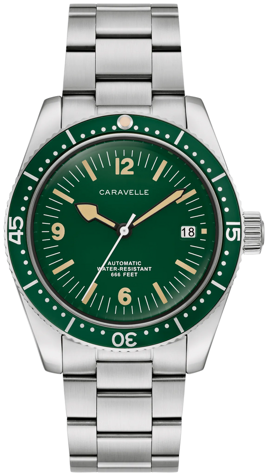 Caravelle Sea Hunter Automatic 39mm Green Dial Stainless Steel Bracelet 43B179