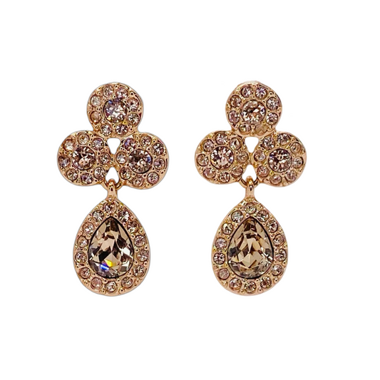 Estate Jewelry Givenchy Rose Gold Tone Crystal Drop Earrings