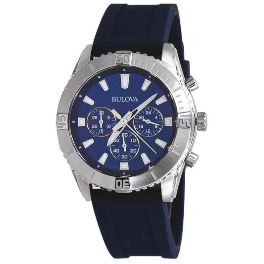 Bulova Blue Dial Chronograph Silicone Strap 96A260