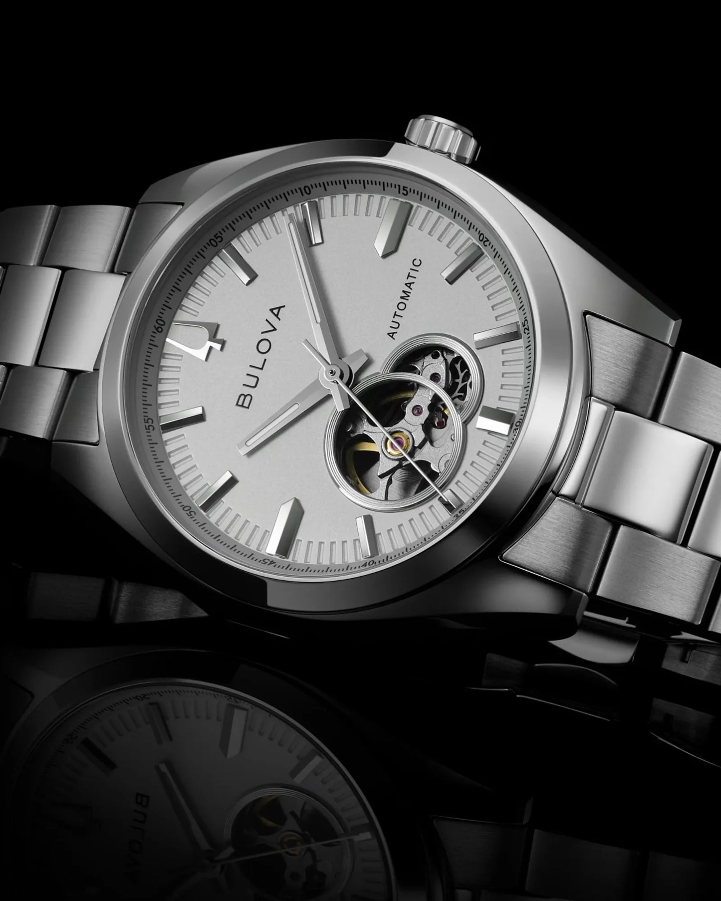 Bulova Surveyor Automatic 39mm Silver Dial Stainless Steel Bracelet 96A345