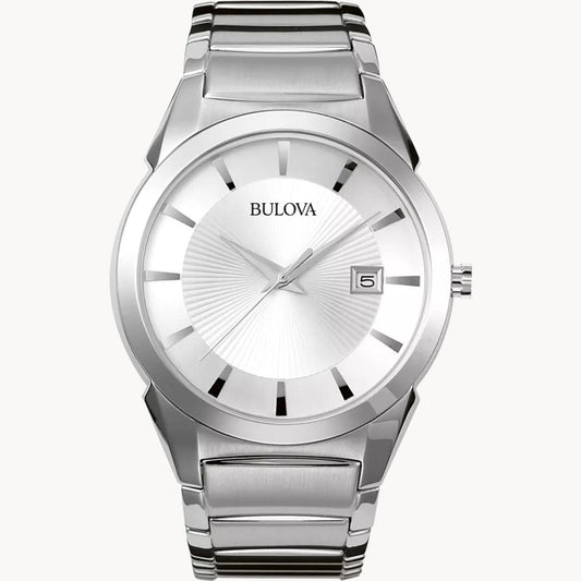 Bulova Men's Classic Collection Silver White Dial Stainless Steel Bracelet 96B015