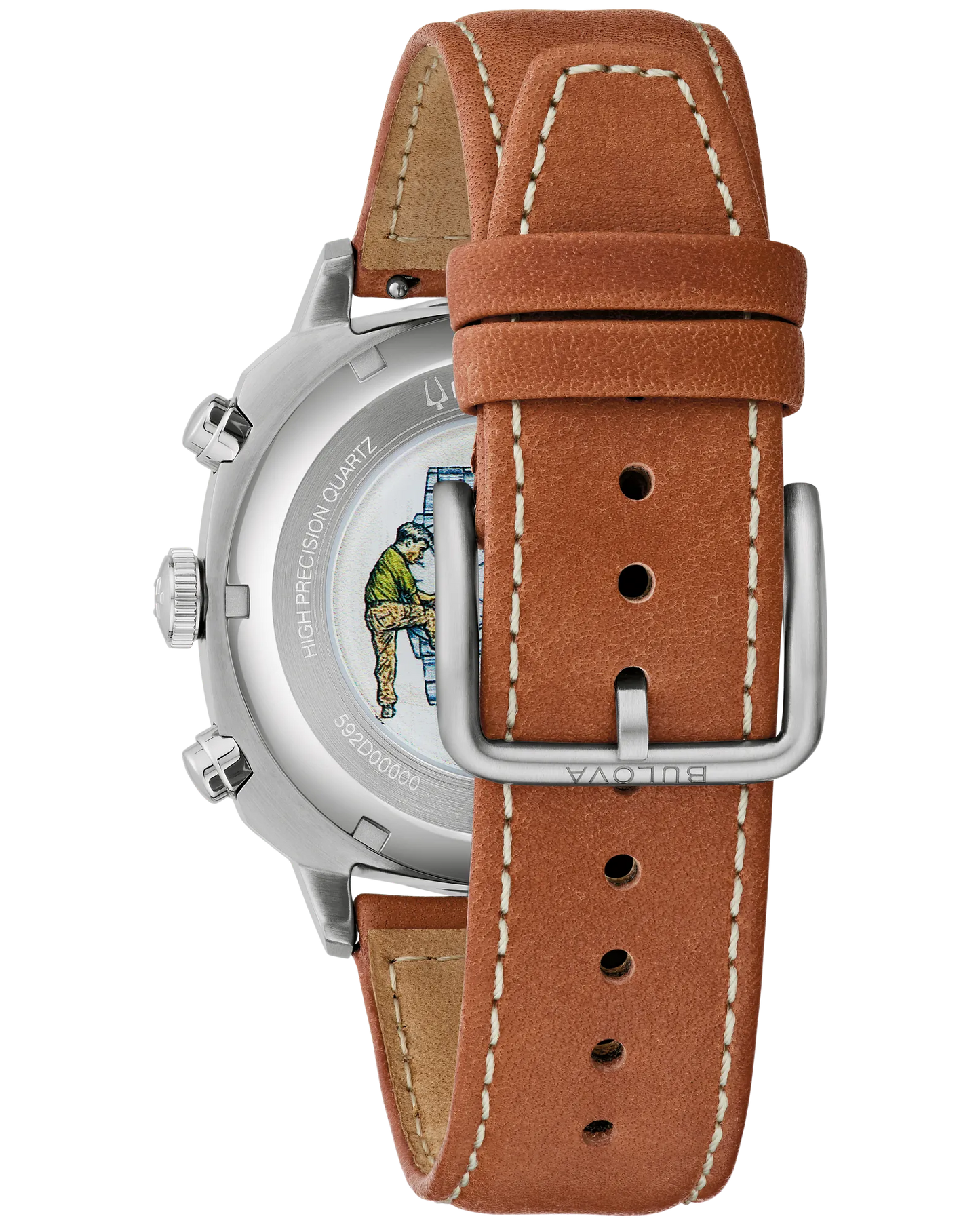 Bulova Military VW1 Special Edition Green Dial 42.5mm Quartz Brown Leather Strap 96B482