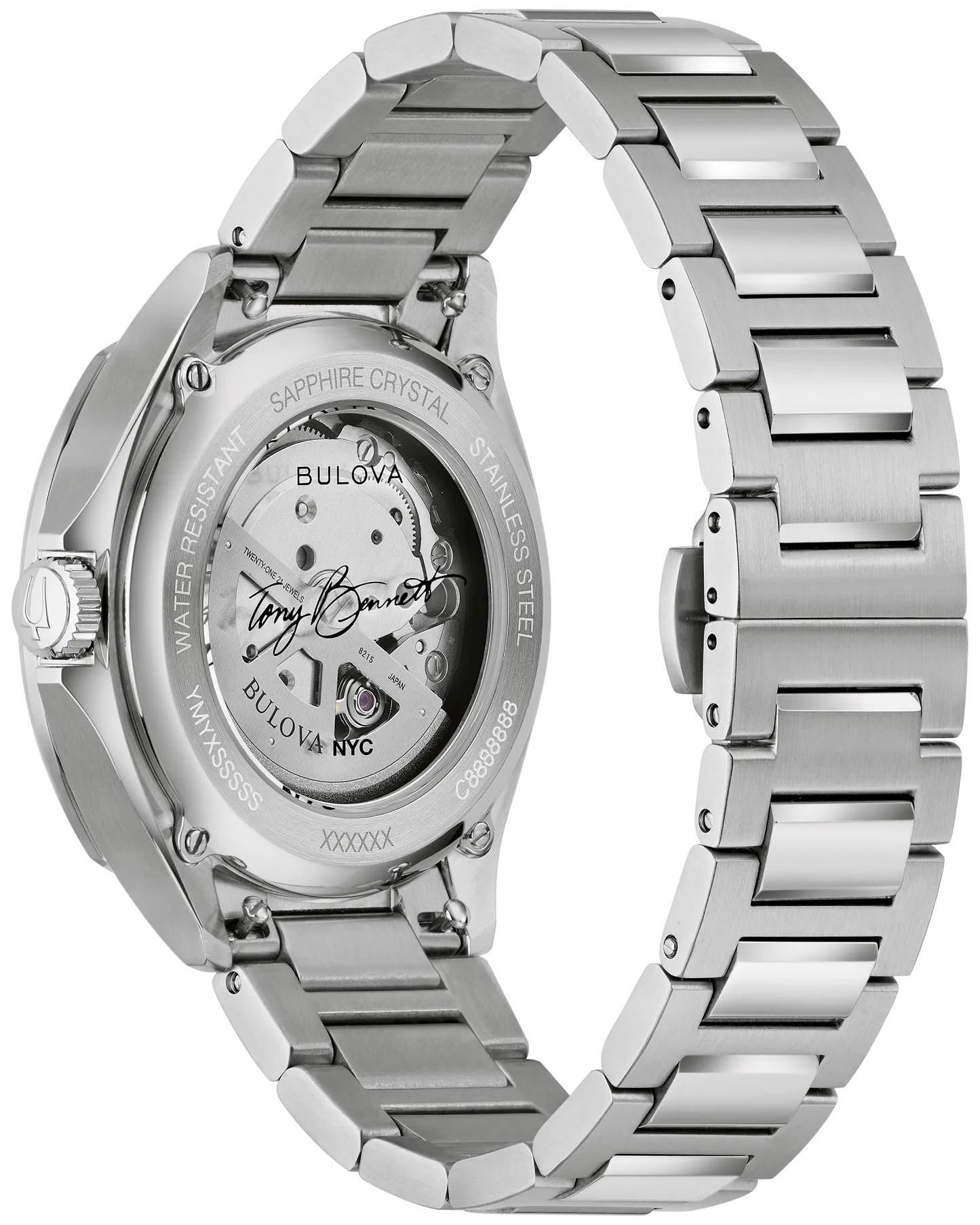 Bulova Tony Bennett "NYC" Automatic Purple Dial Stainless Steel Bracelet 96B484