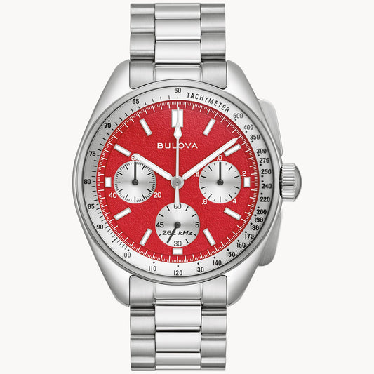 Bulova Archive Series Lunar Pilot Red Dial Chronograph 96K115