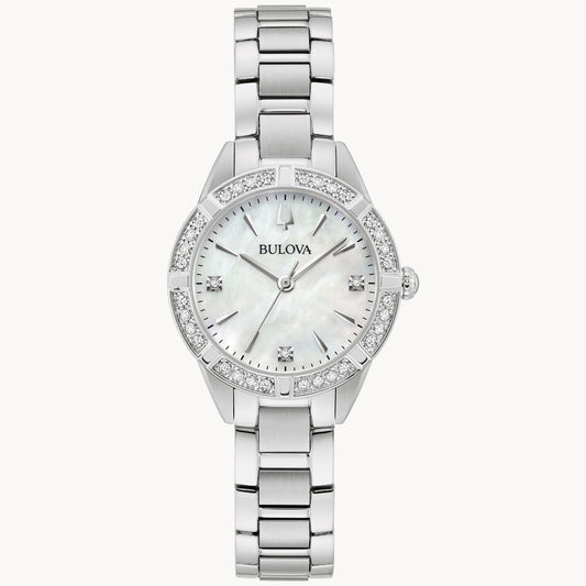 Bulova Ladies Sutton Mother-of-Pearl Dial Stainless Steel Bracelet 96R253