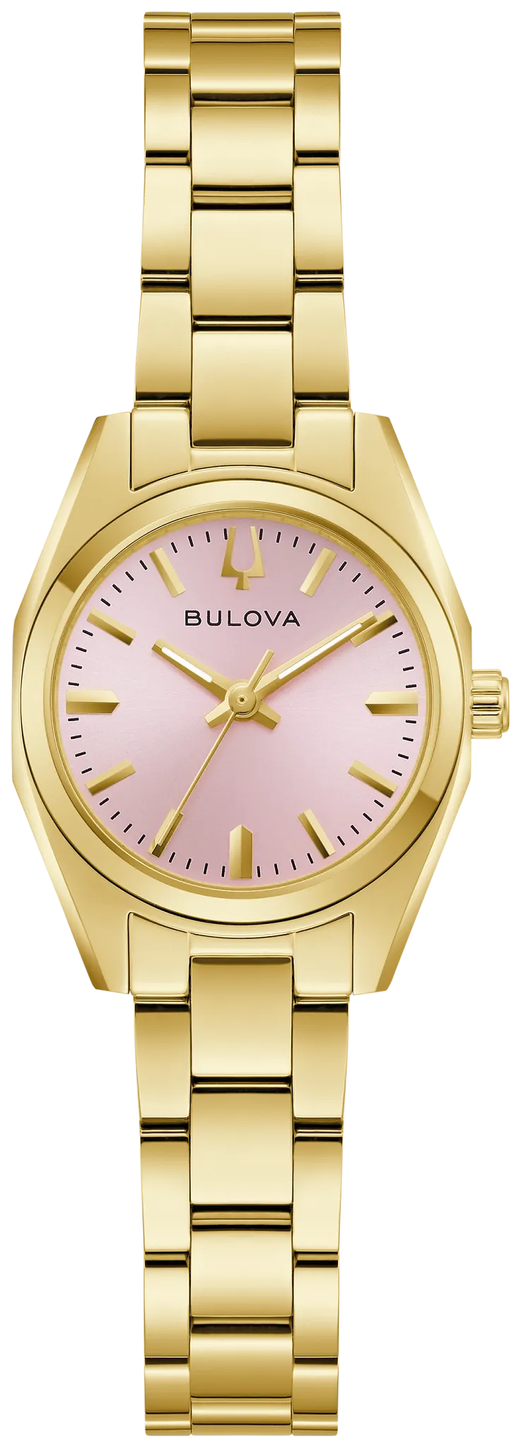 Bulova Surveyor Quartz 22.7mm Pink Dial Dial Gold Tone Stainless Steel 97L187