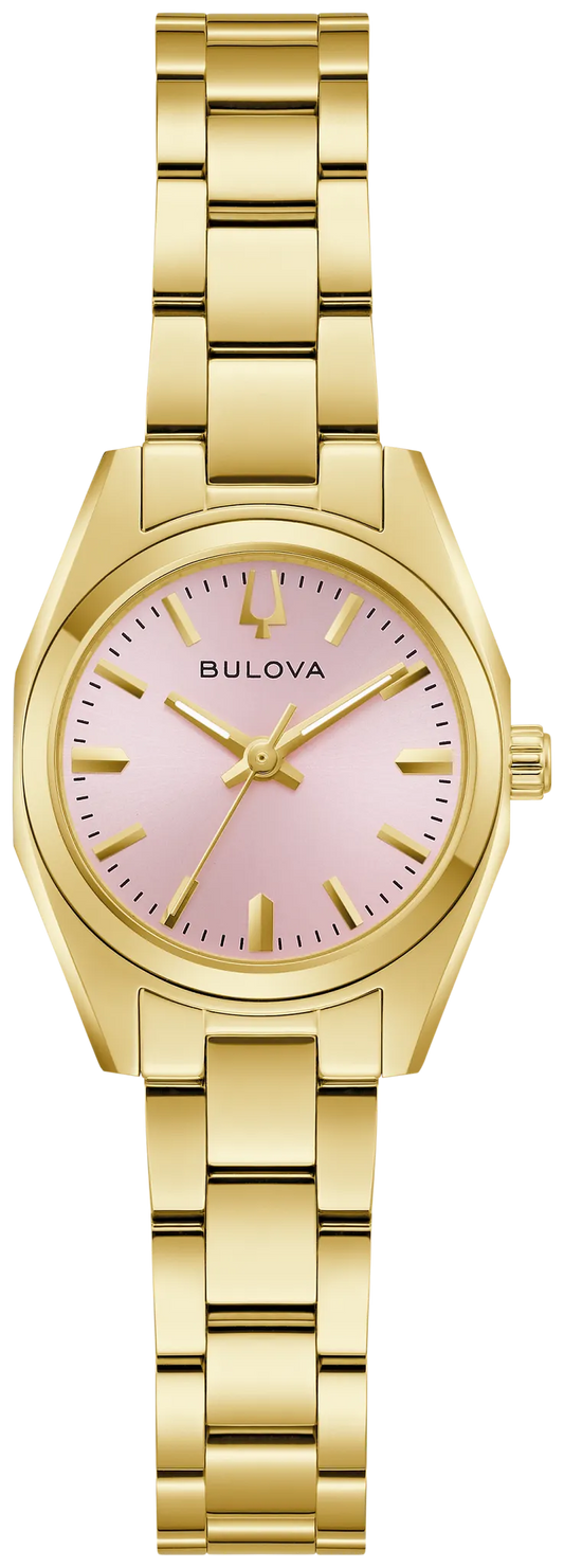 Bulova Surveyor Quartz 22.7mm Pink Dial Dial Gold Tone Stainless Steel 97L187