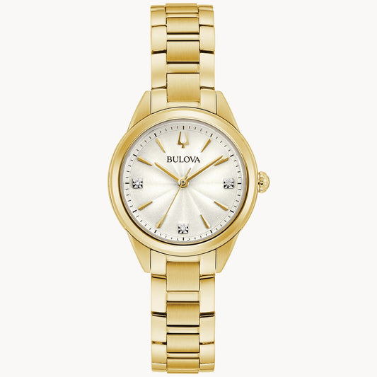 Bulova Sutton Women's Silver Dial Gold-Tone Stainless Steel Bracelet 97P150