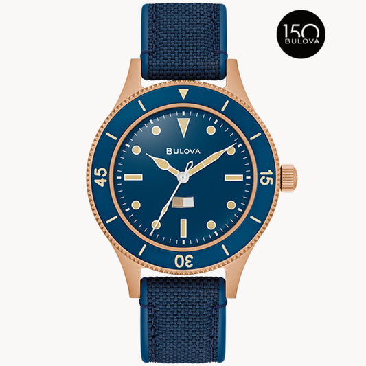 Bulova Archive Series 150th Anniversary Edition MIL-SHIPS Blue Dial Cordura Strap 98A325