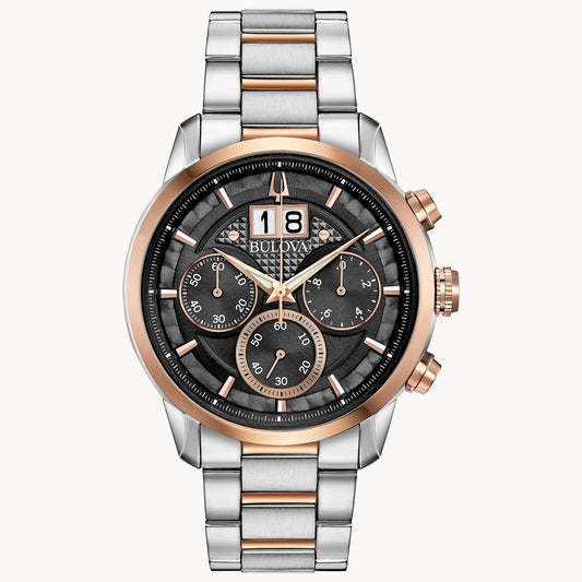 Bulova Sutton Men's Silver Rose Gold-Tone Stainless Steel 98B335