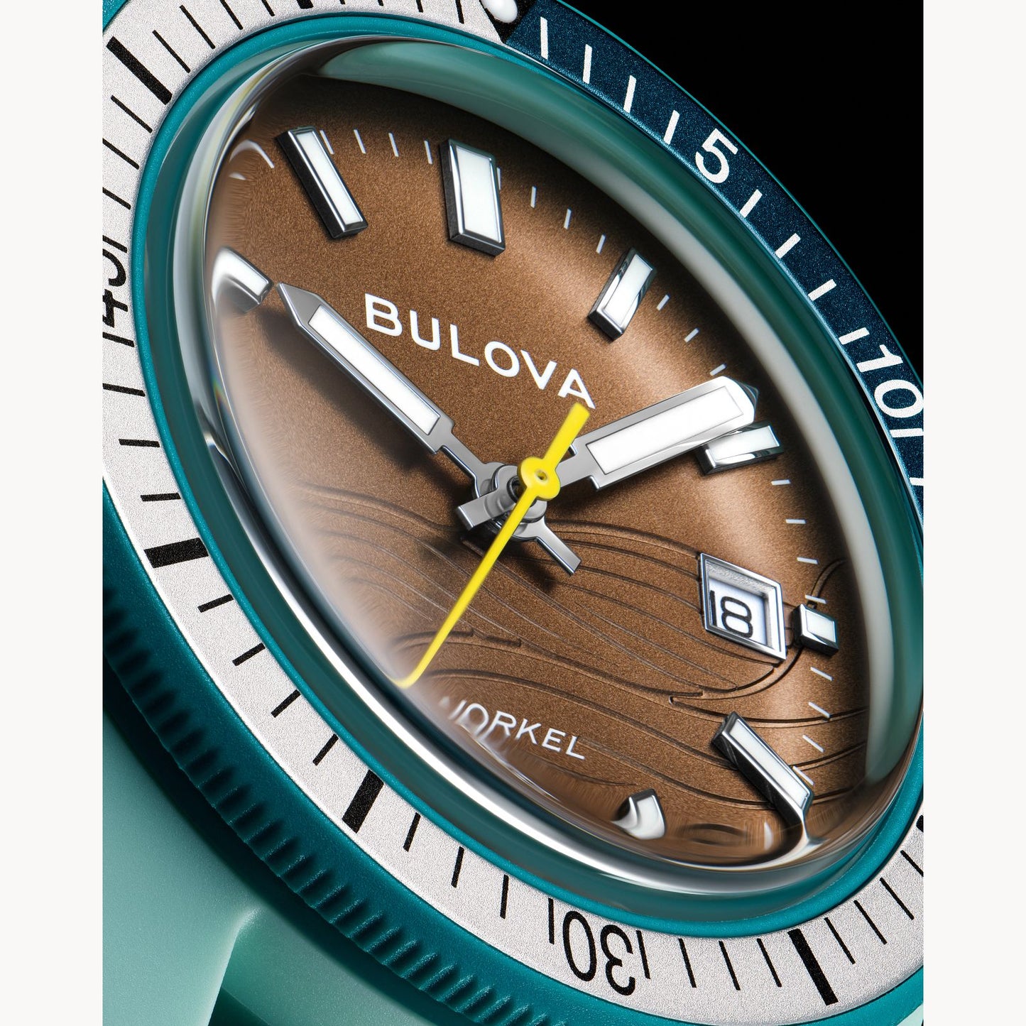 Bulova Snorkel Sea Turtle Brown Dial 41mm Quartz Green Rubber Strap 98B446