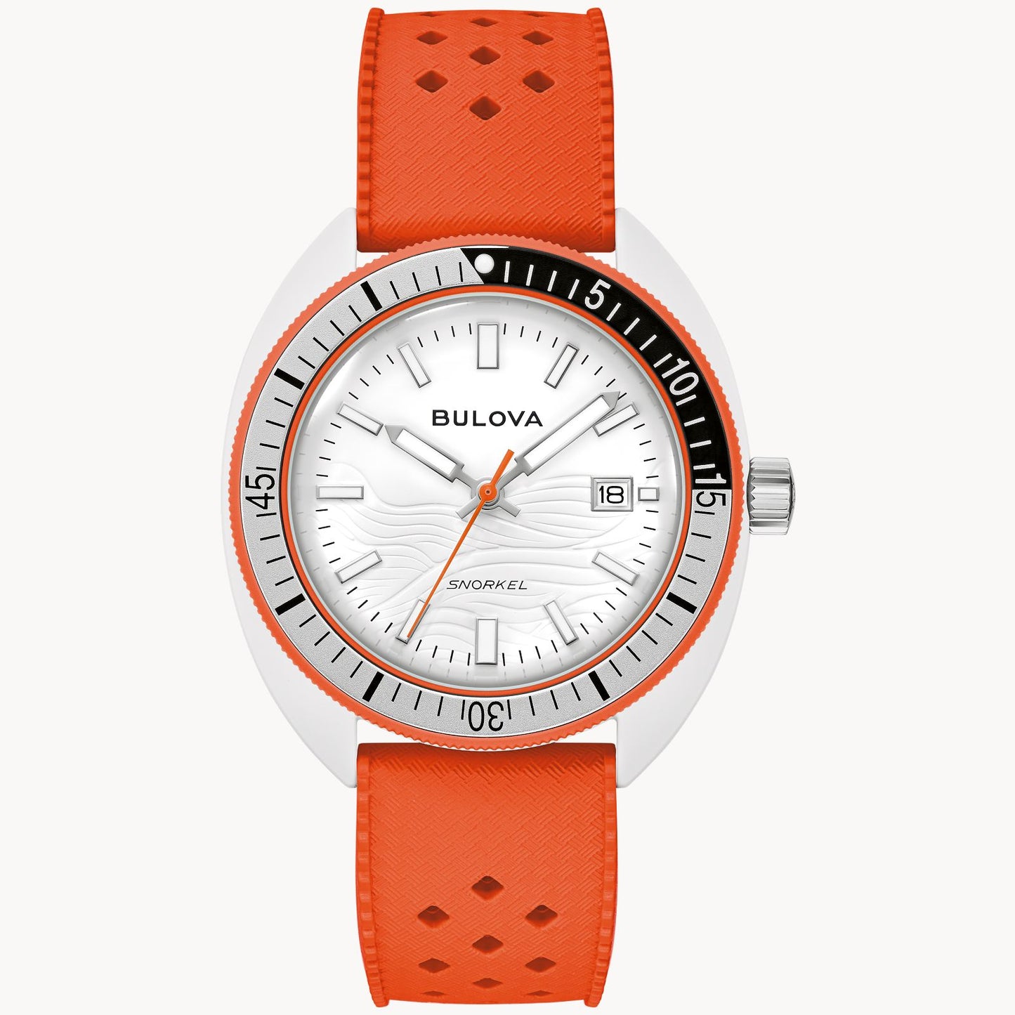 Bulova Snorkel Clownfish Quartz 41mm White Dial Orange Rubber Strap 98B448