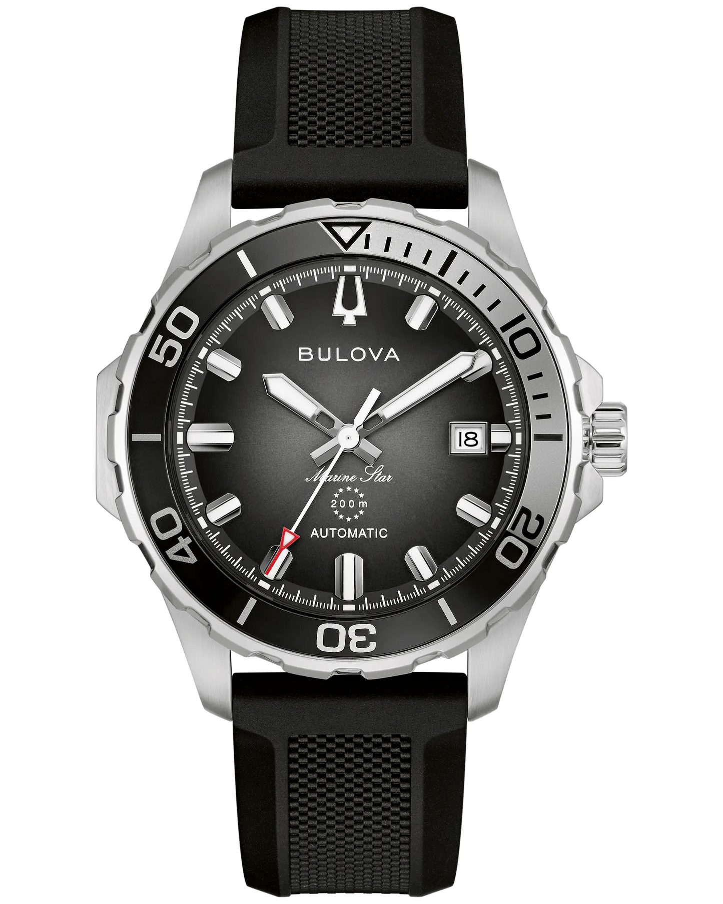 Bulova Marine Star Series B Automatic Black Dial Polyurethane Rubber Strap 98B465