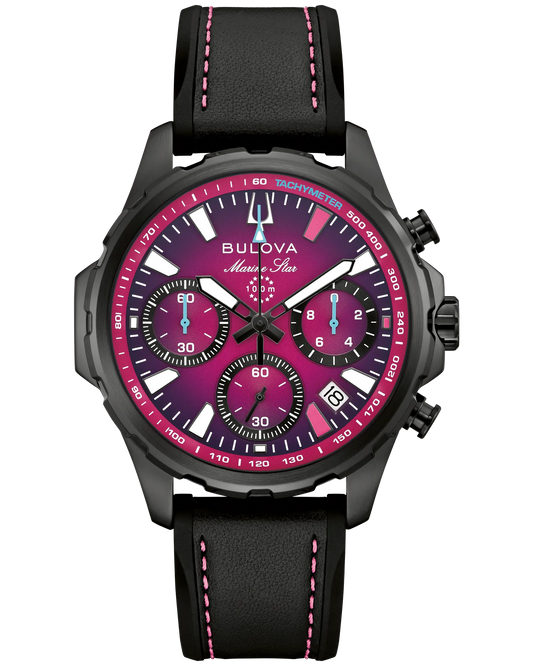 Bulova Marine Star E1 Team Miami Quartz Purple/Black IP Stainless Steel 98B476