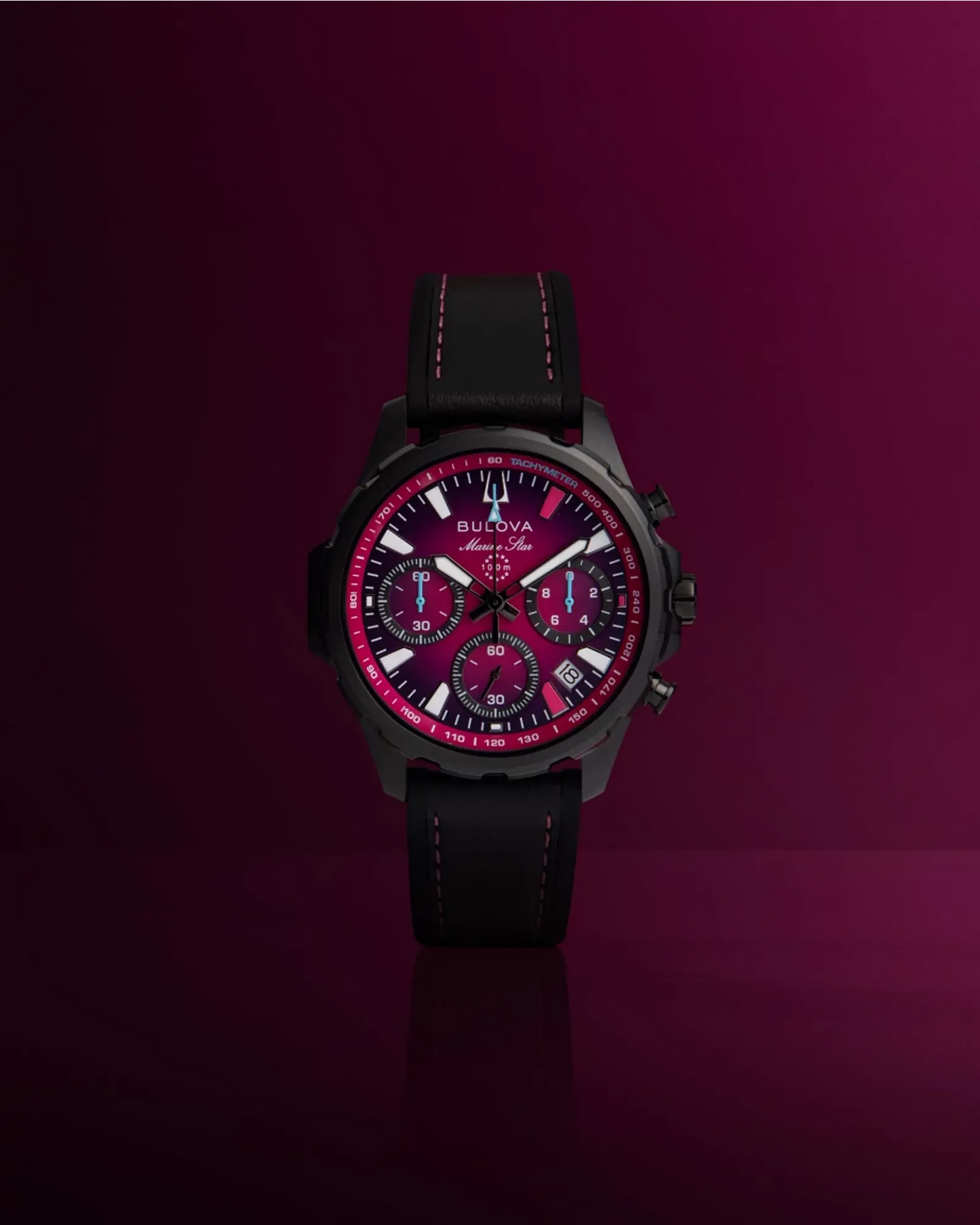 Bulova Marine Star E1 Team Miami Quartz Purple/Black IP Stainless Steel 98B476