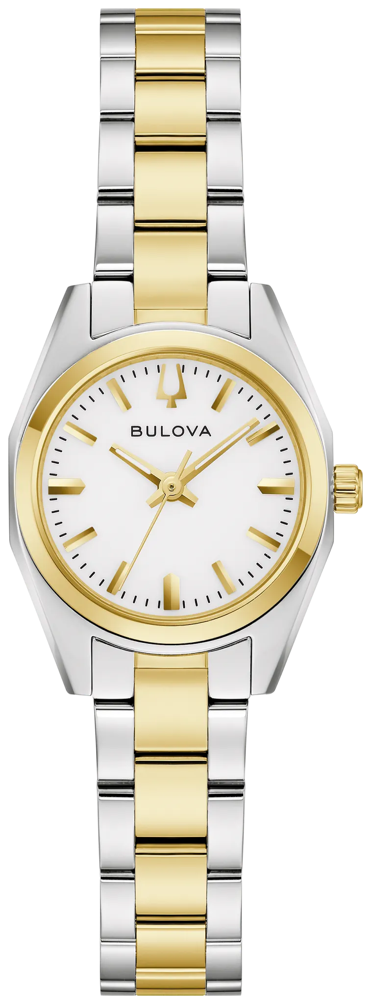 Bulova Surveyor Quartz 22.7mm White Dial Two Tone Stainless Steel 98L331