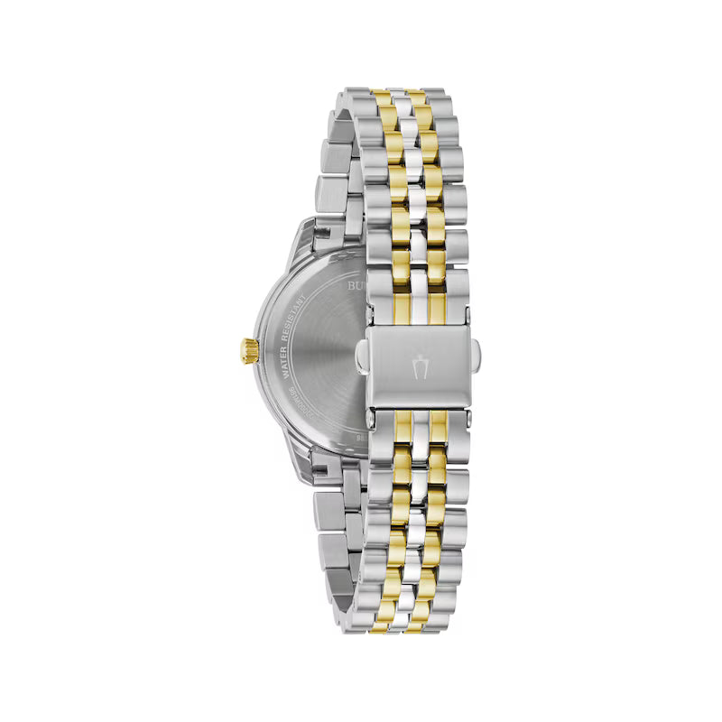 Bulova Classic Quartz  32mm Diamond-Accent Silver Dial Two Tone  98P197