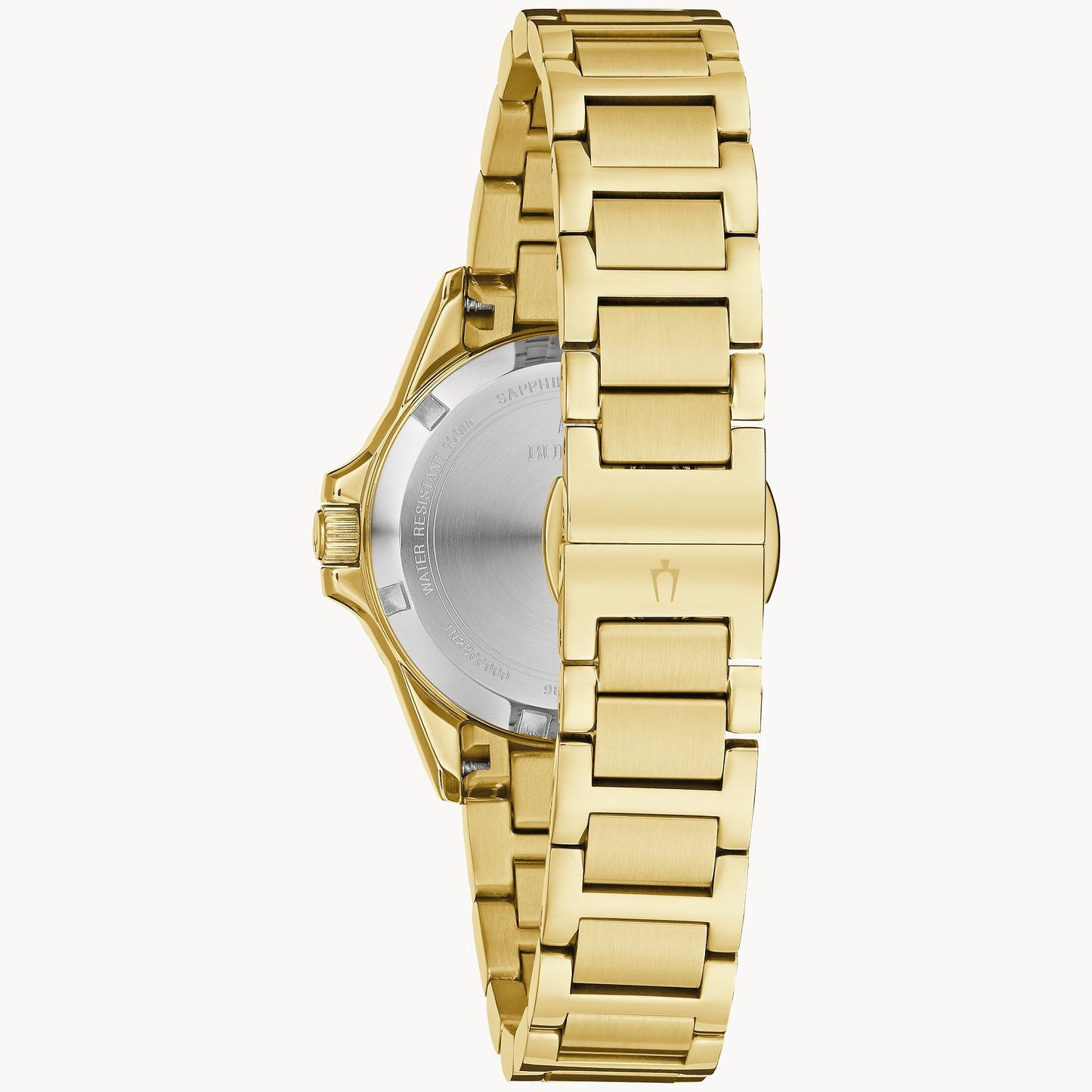 Bulova Marine Star Women's White Mother-of-Pearl Dial Gold Tone Case and Bracelet 98R294