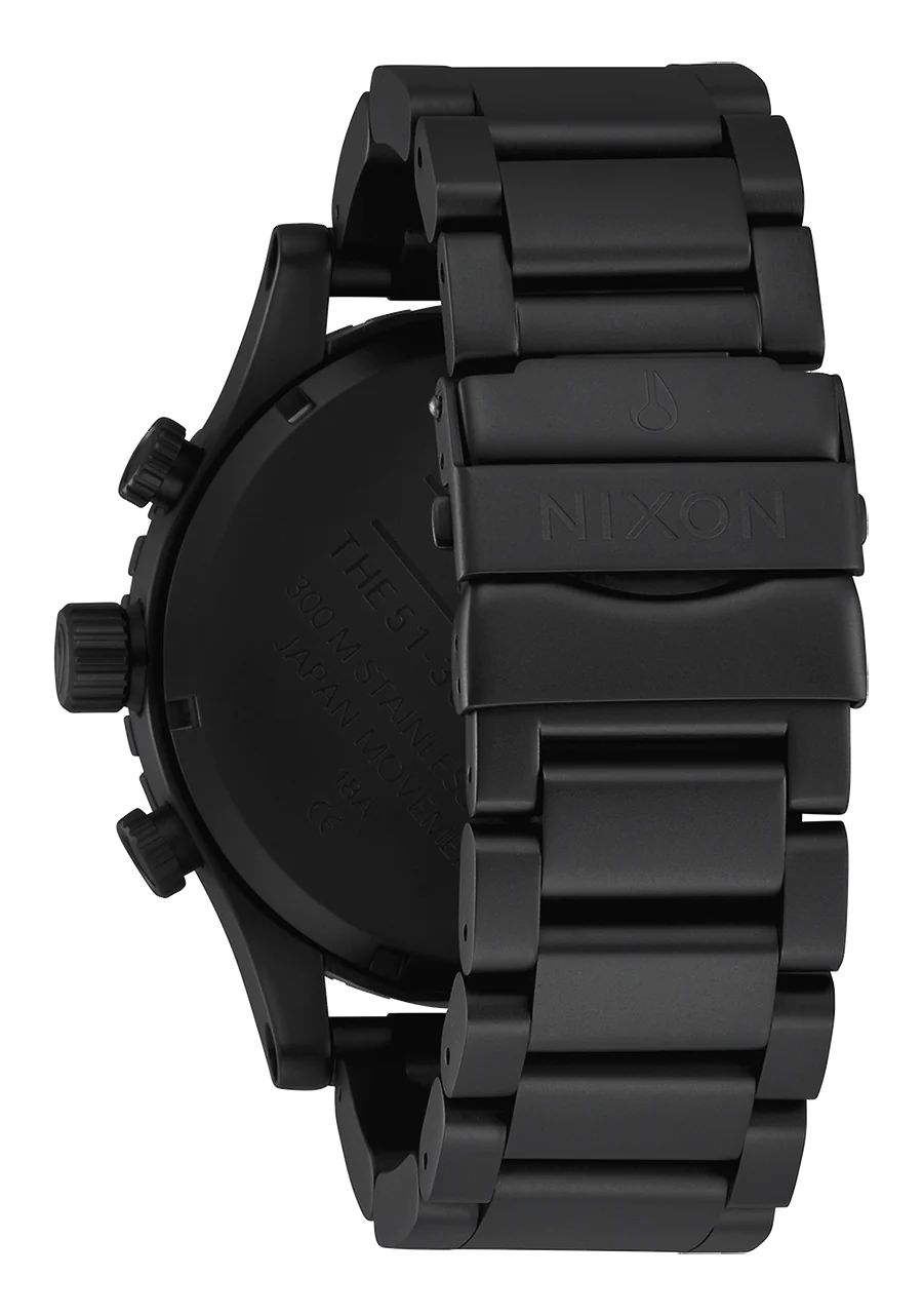 NIXON 51-30 Chrono Steel Matte Black/ Light Wood Dial  A083-630-00