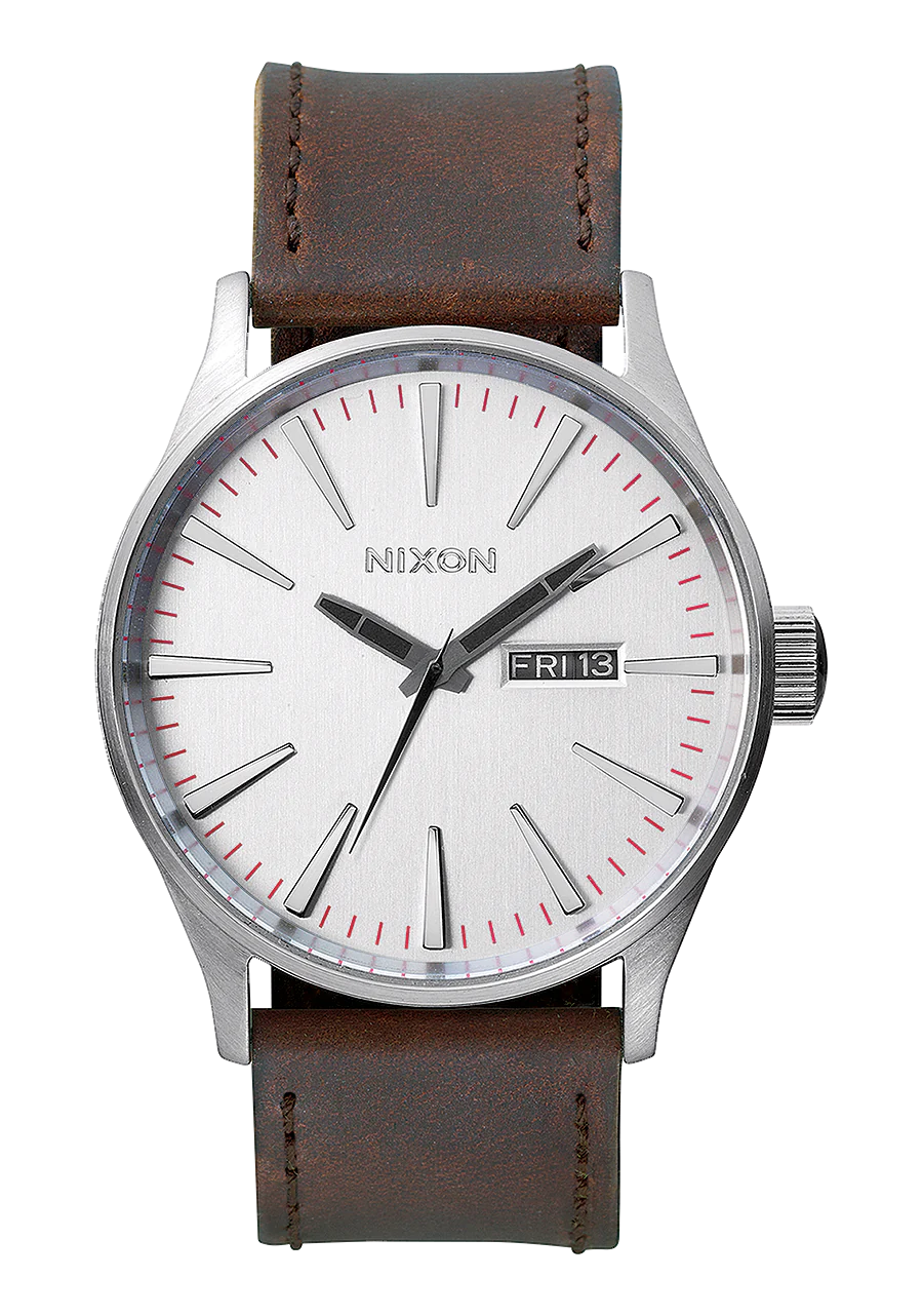 Nixon Sentry Leather Silver/Brown A105 1113-00