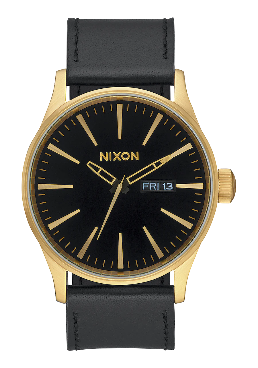 Nixon Sentry Leather Watch Gold/ Black A105 513-00