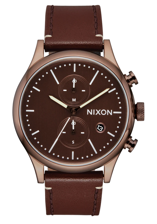 Nixon Station Chrono Leather Chocolate/ Cappuccino/Brown A1163-5242-00