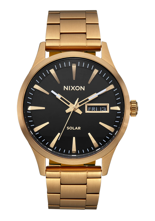 NIXON Sentry Solar Stainless Steel All Gold Black Dial A1346-510-00
